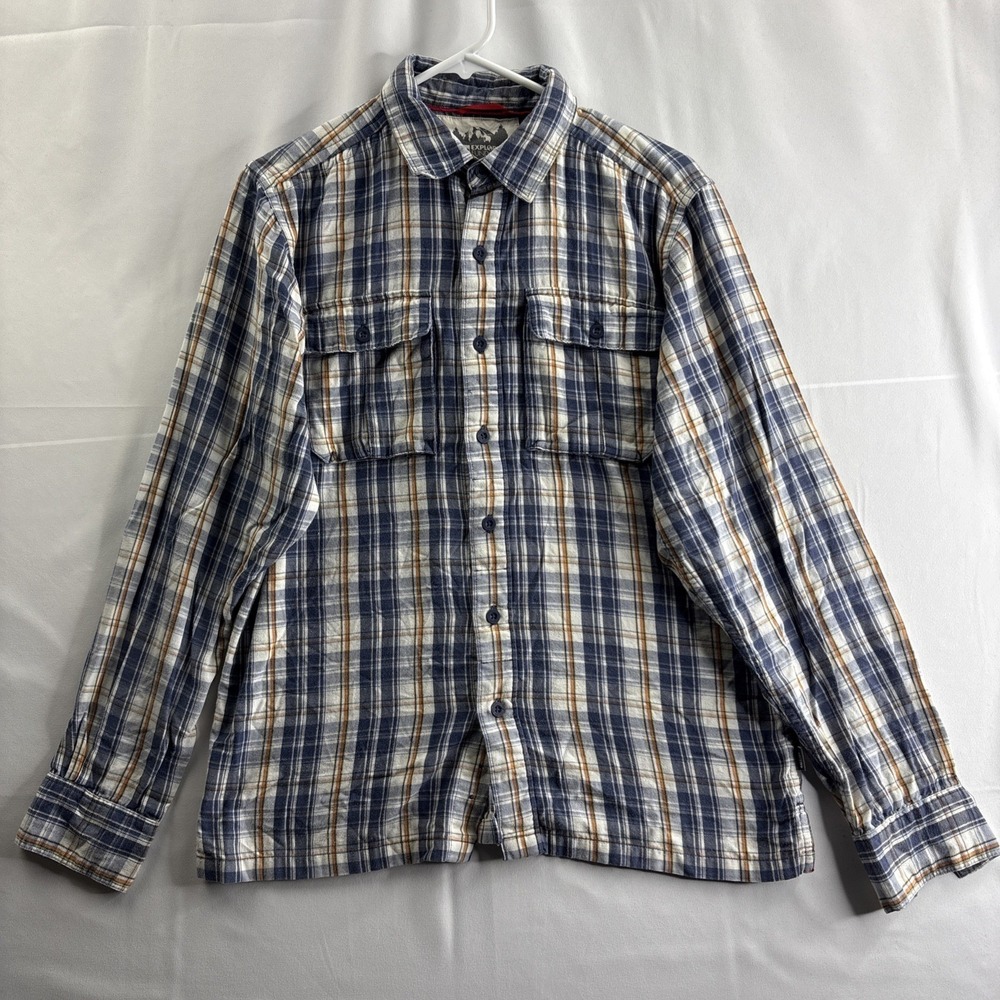 North Face Explore Fund Button Shirt Men's Small Striped Long Sleeve